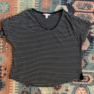 Black and white striped tee, size large